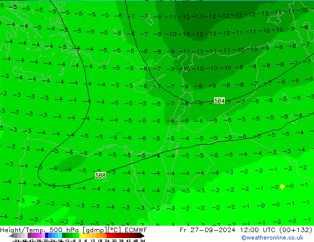 Z500/Rain (+SLP)/Z850 ECMWF Pá 27.09.2024 12 UTC