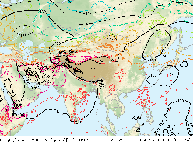 Z500/Rain (+SLP)/Z850 ECMWF mer 25.09.2024 18 UTC