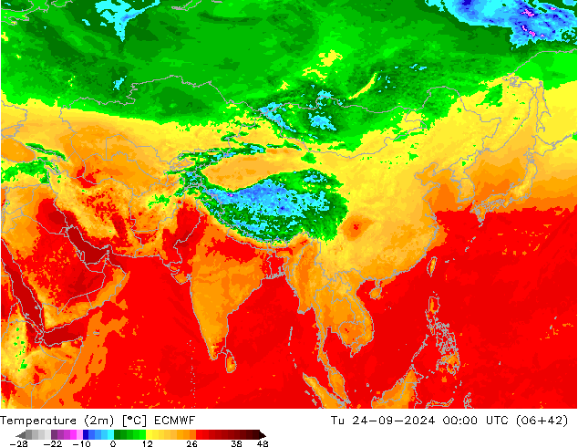 Temperatura (2m) ECMWF Ter 24.09.2024 00 UTC