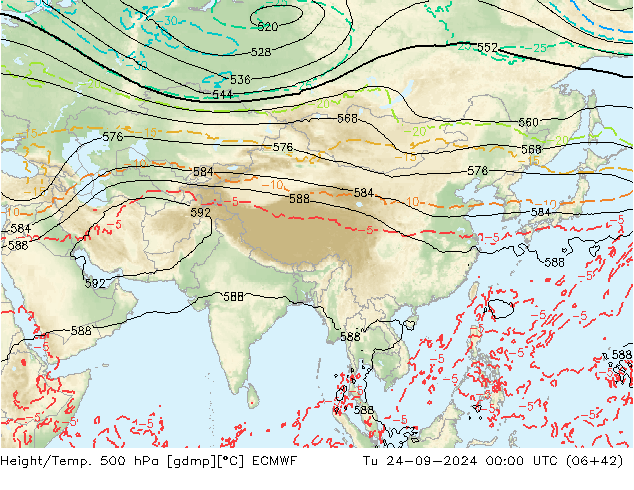 Yükseklik/Sıc. 500 hPa ECMWF Sa 24.09.2024 00 UTC