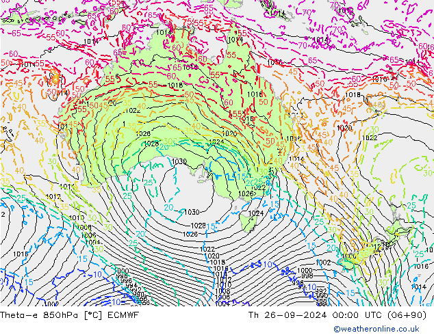 Theta-e 850hPa ECMWF Th 26.09.2024 00 UTC