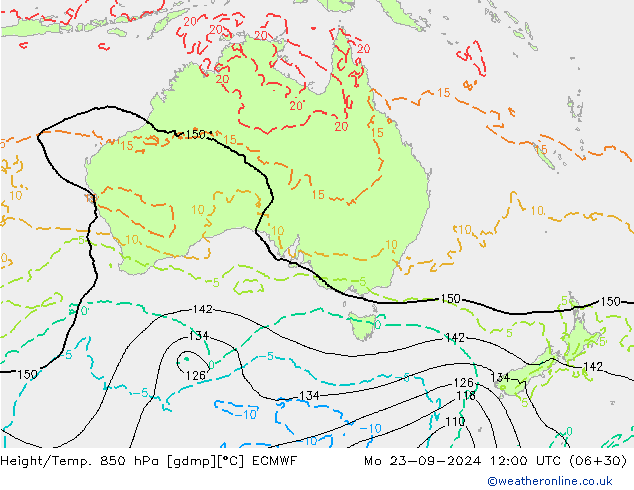 Z500/Yağmur (+YB)/Z850 ECMWF Pzt 23.09.2024 12 UTC