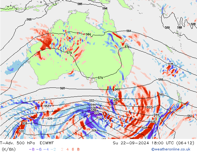 T-Adv. 500 hPa ECMWF Su 22.09.2024 18 UTC