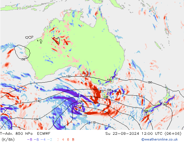 T-Adv. 850 hPa ECMWF So 22.09.2024 12 UTC