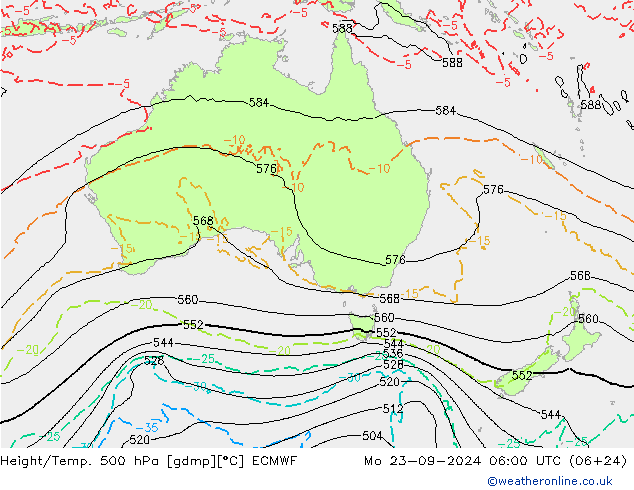 Height/Temp. 500 hPa ECMWF Mo 23.09.2024 06 UTC