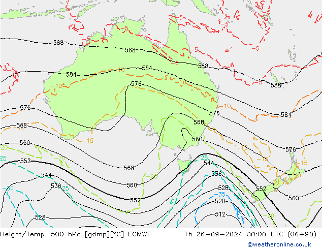 Z500/Rain (+SLP)/Z850 ECMWF Čt 26.09.2024 00 UTC