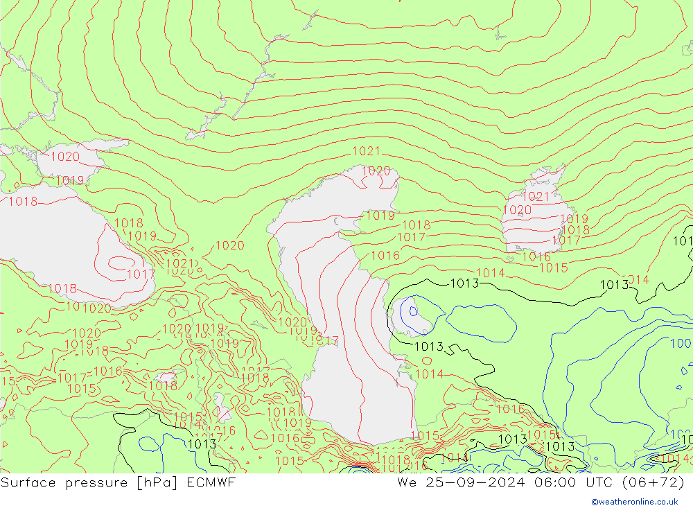 Pressione al suolo ECMWF mer 25.09.2024 06 UTC