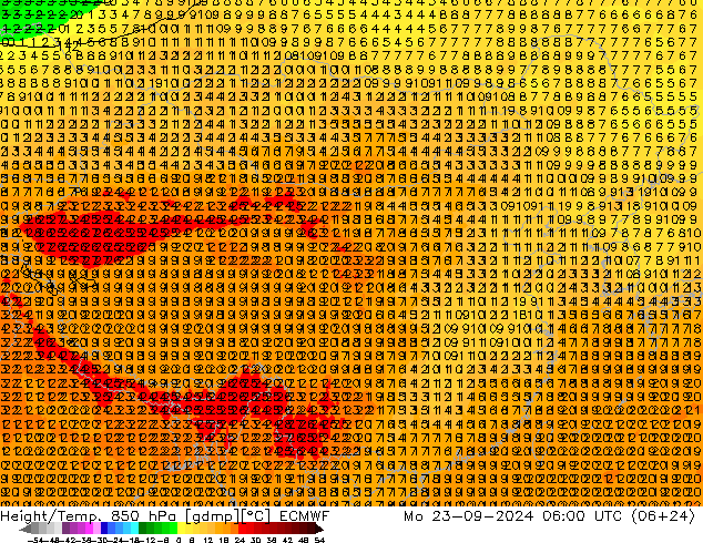 Height/Temp. 850 hPa ECMWF lun 23.09.2024 06 UTC