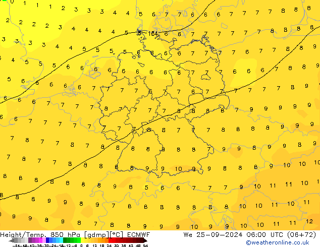 Z500/Rain (+SLP)/Z850 ECMWF 星期三 25.09.2024 06 UTC