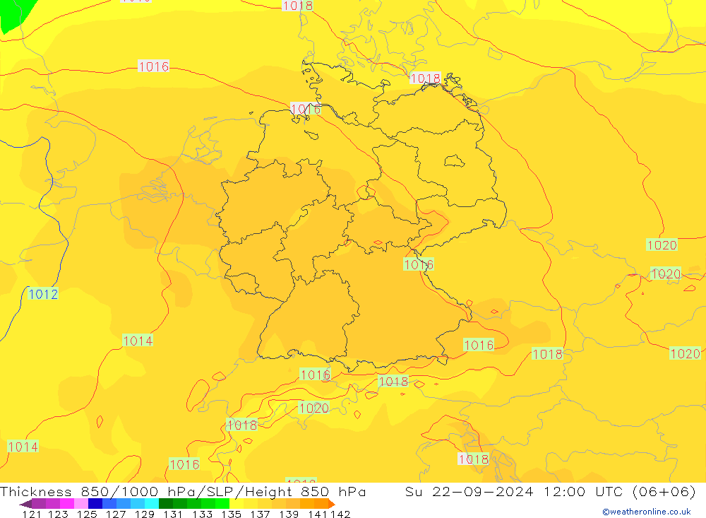 Thck 850-1000 hPa ECMWF Su 22.09.2024 12 UTC