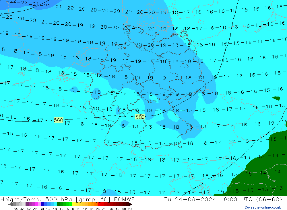 Z500/Regen(+SLP)/Z850 ECMWF di 24.09.2024 18 UTC