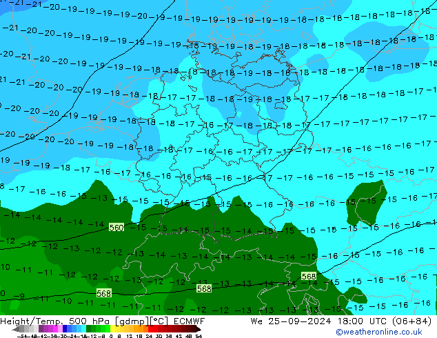 Z500/Rain (+SLP)/Z850 ECMWF Mi 25.09.2024 18 UTC