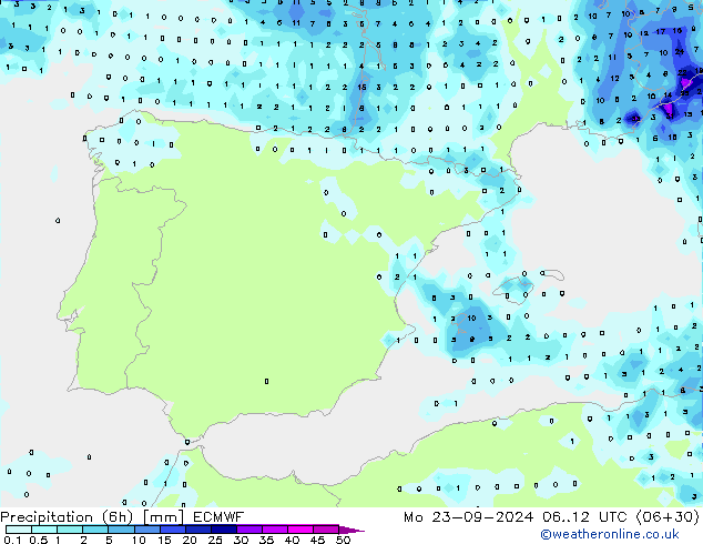 Z500/Regen(+SLP)/Z850 ECMWF ma 23.09.2024 12 UTC