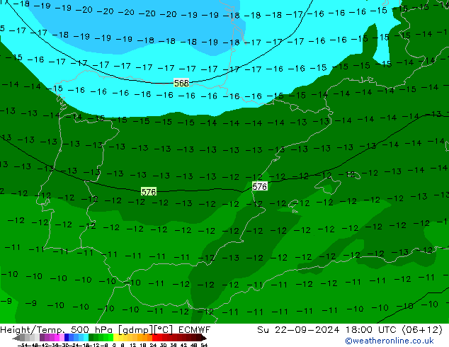 Z500/Rain (+SLP)/Z850 ECMWF Dom 22.09.2024 18 UTC