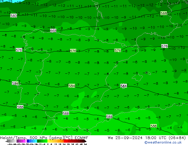 Z500/Rain (+SLP)/Z850 ECMWF We 25.09.2024 18 UTC