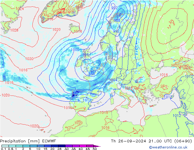 opad ECMWF czw. 26.09.2024 00 UTC