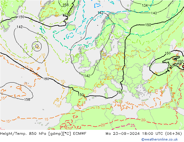 Z500/Rain (+SLP)/Z850 ECMWF Mo 23.09.2024 18 UTC