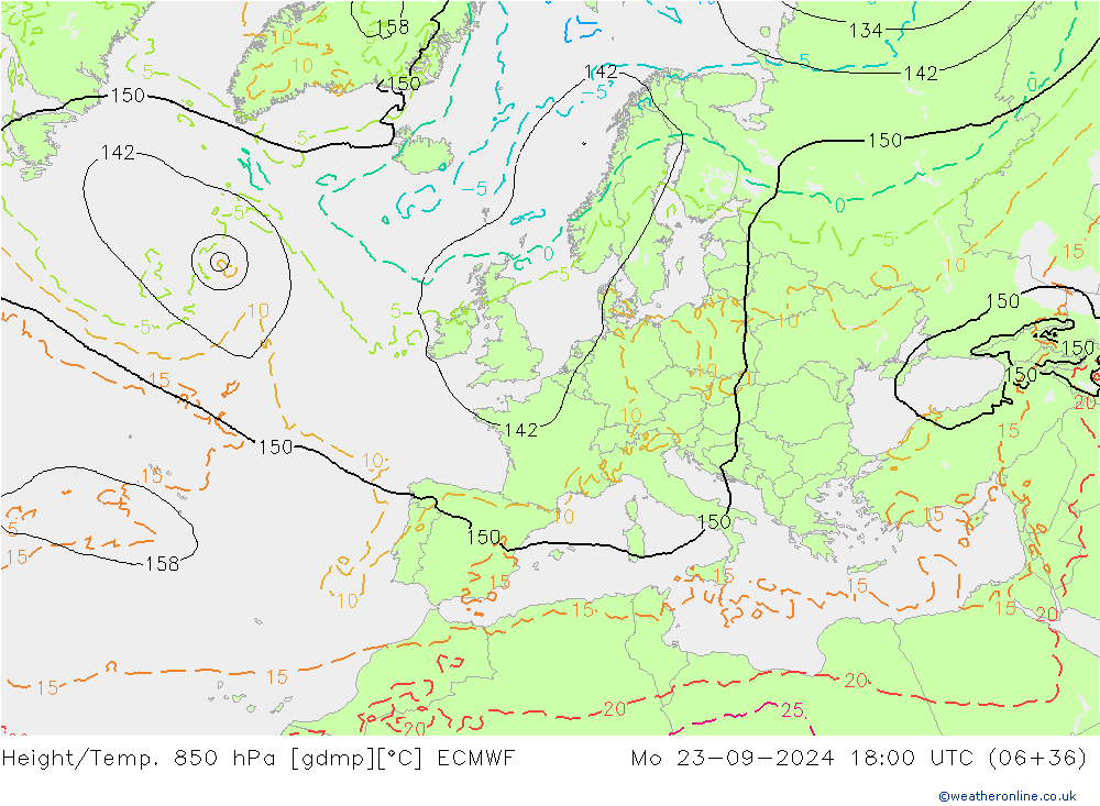 Z500/Rain (+SLP)/Z850 ECMWF Mo 23.09.2024 18 UTC