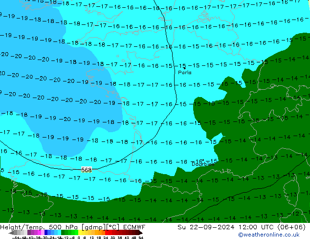 Z500/Rain (+SLP)/Z850 ECMWF So 22.09.2024 12 UTC