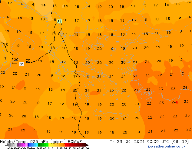 Géop./Temp. 925 hPa ECMWF jeu 26.09.2024 00 UTC