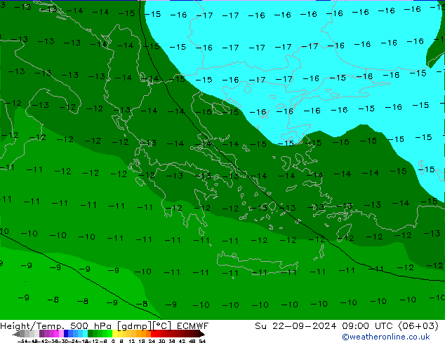 Yükseklik/Sıc. 500 hPa ECMWF Paz 22.09.2024 09 UTC