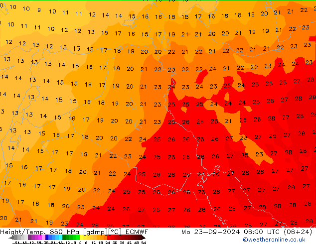 Z500/Rain (+SLP)/Z850 ECMWF Po 23.09.2024 06 UTC