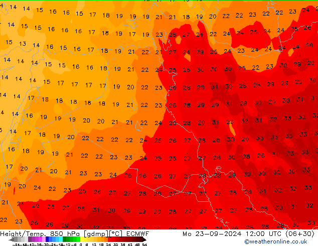 Z500/Rain (+SLP)/Z850 ECMWF Po 23.09.2024 12 UTC