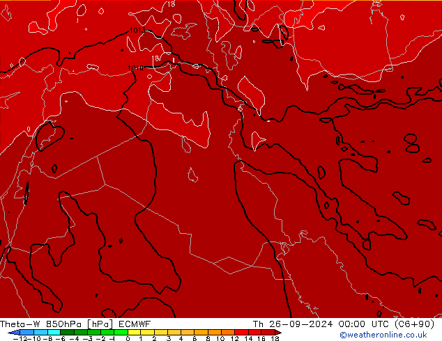 Theta-W 850hPa ECMWF Th 26.09.2024 00 UTC