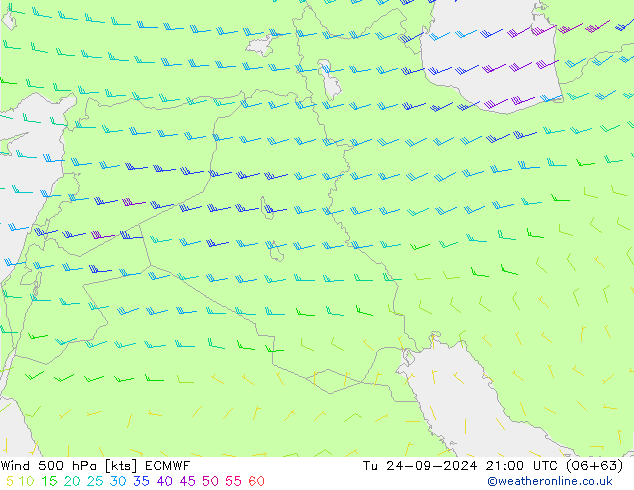 Vento 500 hPa ECMWF mar 24.09.2024 21 UTC