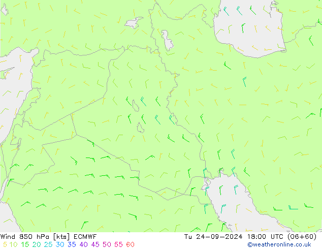 Wind 850 hPa ECMWF Tu 24.09.2024 18 UTC