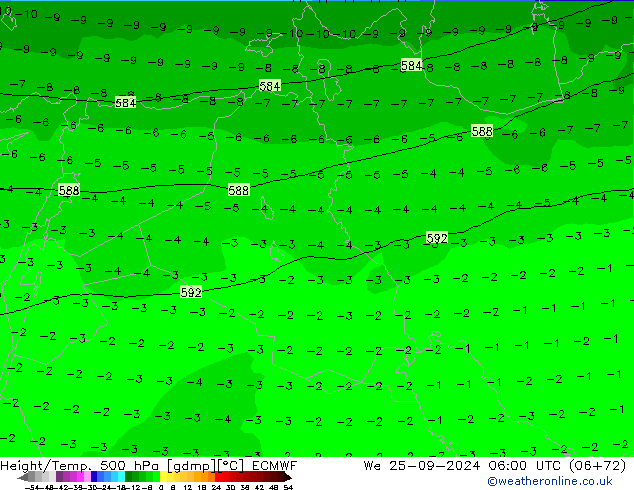 Z500/Rain (+SLP)/Z850 ECMWF Qua 25.09.2024 06 UTC