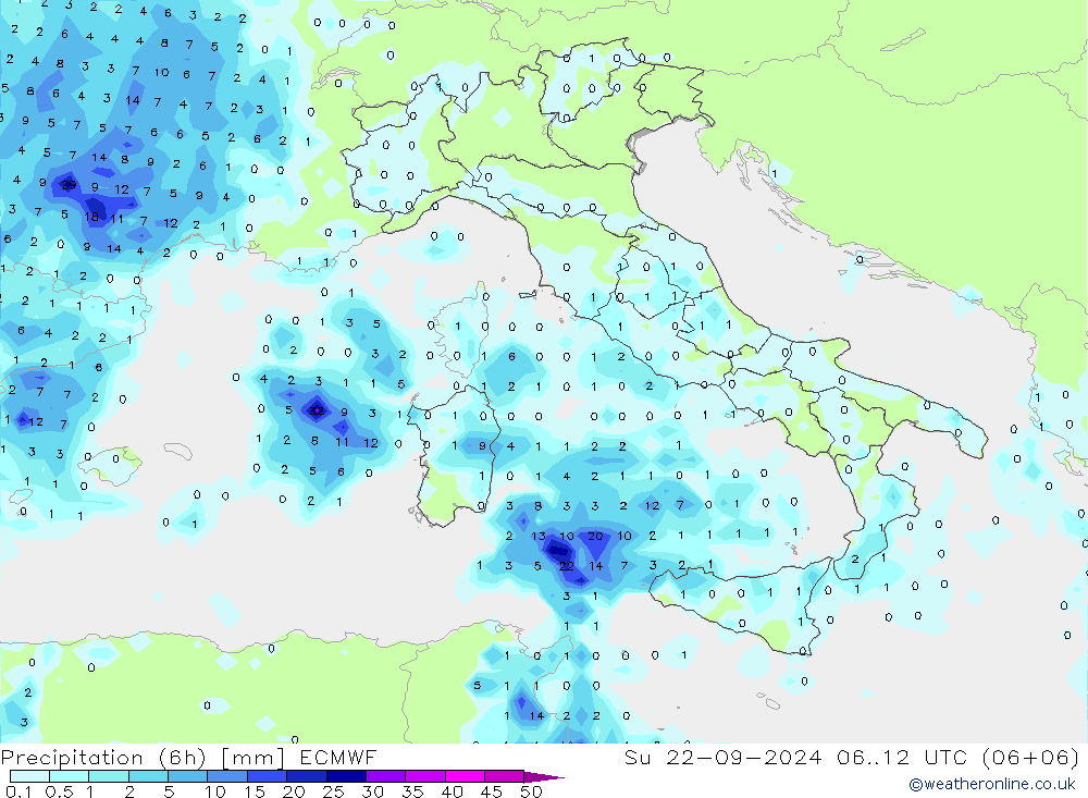 Z500/Rain (+SLP)/Z850 ECMWF Ne 22.09.2024 12 UTC