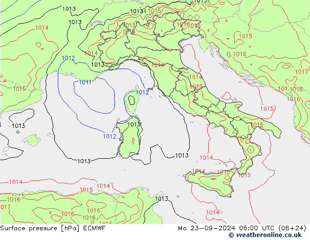 pressão do solo ECMWF Seg 23.09.2024 06 UTC