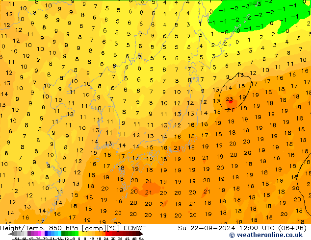 Z500/Rain (+SLP)/Z850 ECMWF Dom 22.09.2024 12 UTC