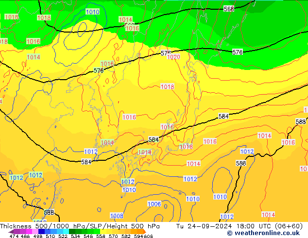 500-1000 hPa Kalınlığı ECMWF Sa 24.09.2024 18 UTC