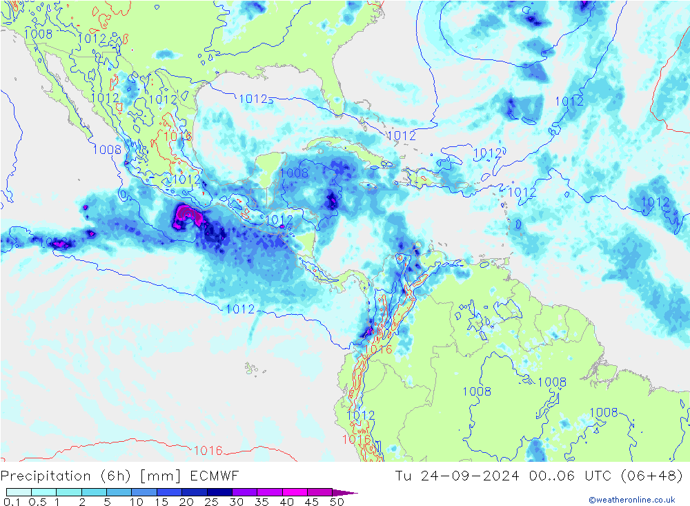 Z500/Yağmur (+YB)/Z850 ECMWF Sa 24.09.2024 06 UTC