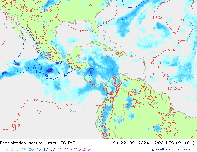 Precipitation accum. ECMWF Ne 22.09.2024 12 UTC