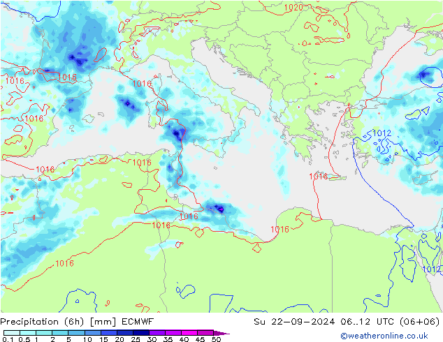 Z500/Regen(+SLP)/Z850 ECMWF zo 22.09.2024 12 UTC