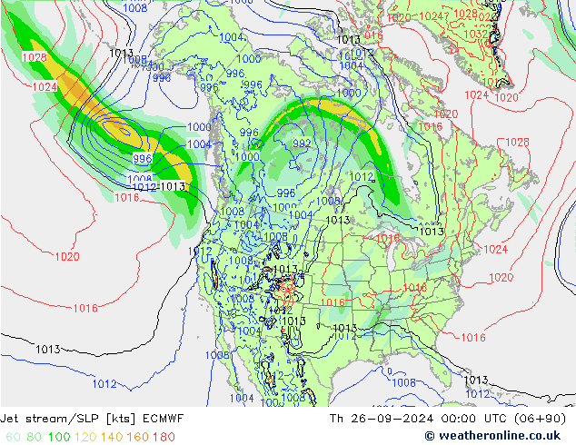 Jet stream/SLP ECMWF Th 26.09.2024 00 UTC