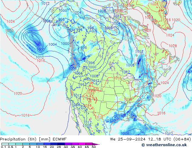 Z500/Rain (+SLP)/Z850 ECMWF St 25.09.2024 18 UTC