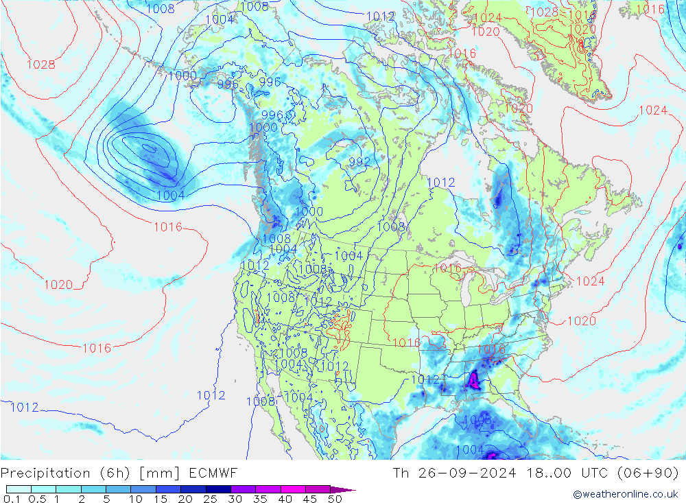 Z500/Regen(+SLP)/Z850 ECMWF do 26.09.2024 00 UTC