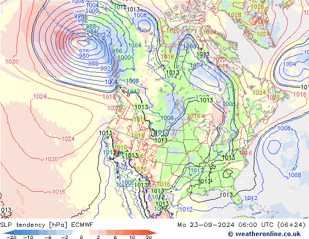 Drucktendenz ECMWF Mo 23.09.2024 06 UTC