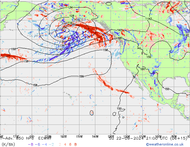 T-Adv. 850 hPa ECMWF nie. 22.09.2024 21 UTC