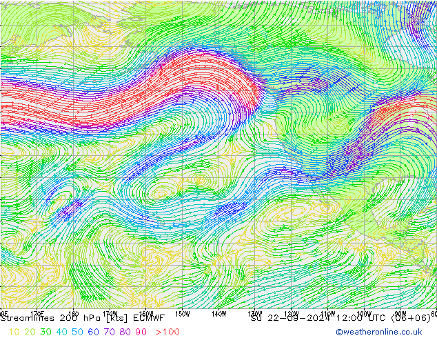 ветер 200 гПа ECMWF Вс 22.09.2024 12 UTC