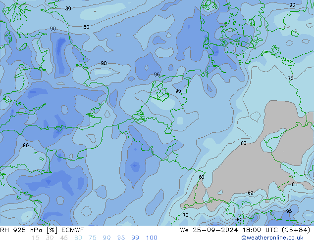 RH 925 hPa ECMWF St 25.09.2024 18 UTC