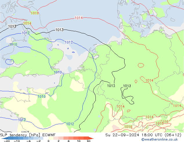 Druktendens (+/-) ECMWF zo 22.09.2024 18 UTC