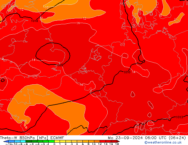 Theta-W 850hPa ECMWF Mo 23.09.2024 06 UTC