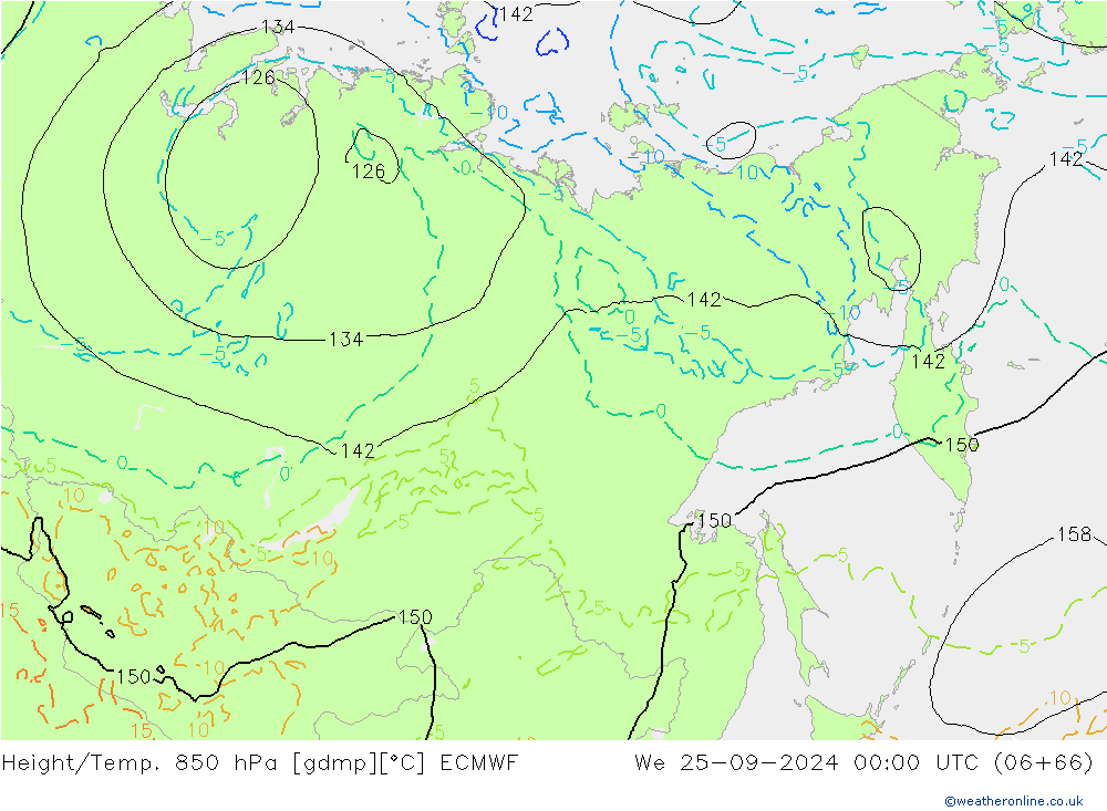 Z500/Rain (+SLP)/Z850 ECMWF  25.09.2024 00 UTC