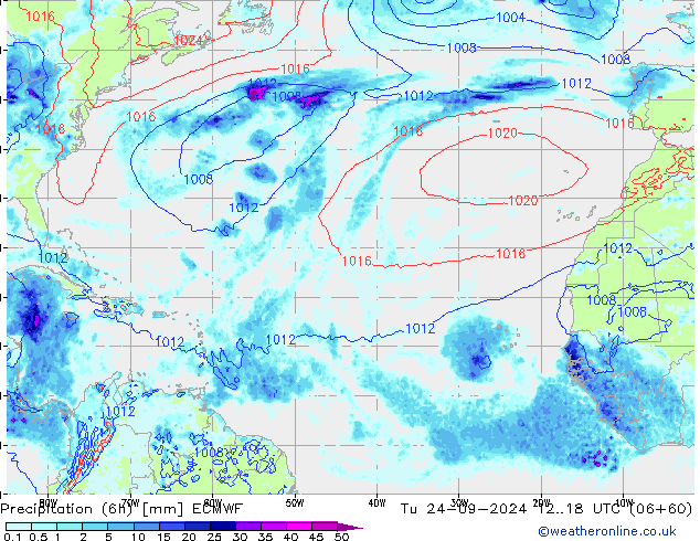 Z500/Rain (+SLP)/Z850 ECMWF Tu 24.09.2024 18 UTC