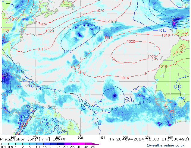 Z500/Yağmur (+YB)/Z850 ECMWF Per 26.09.2024 00 UTC